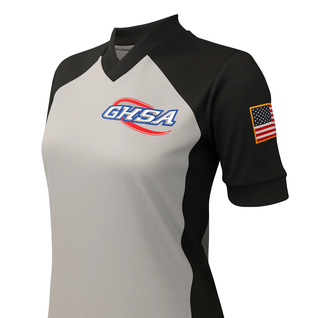 Smitty Georgia GHSA Logo Grey Basketball Referee V-Neck